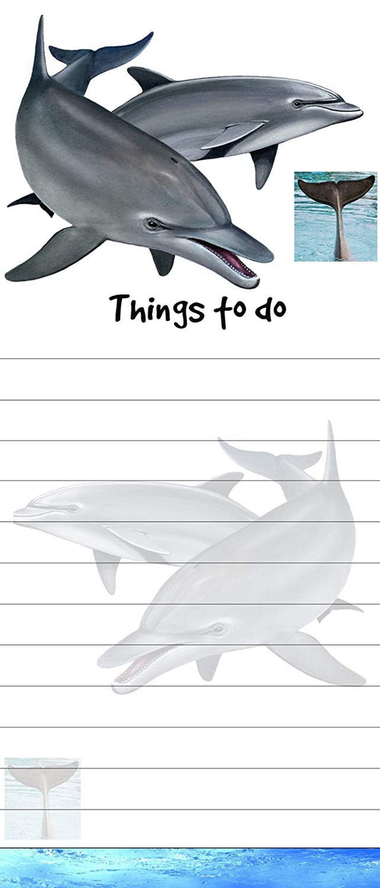 "Dolphin Magnetic List Pads" Uniquely Shaped Sticky Notepad