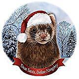 Holiday Pet Gifts Chocolate Ferret Santa Hat Porcelain Ornament