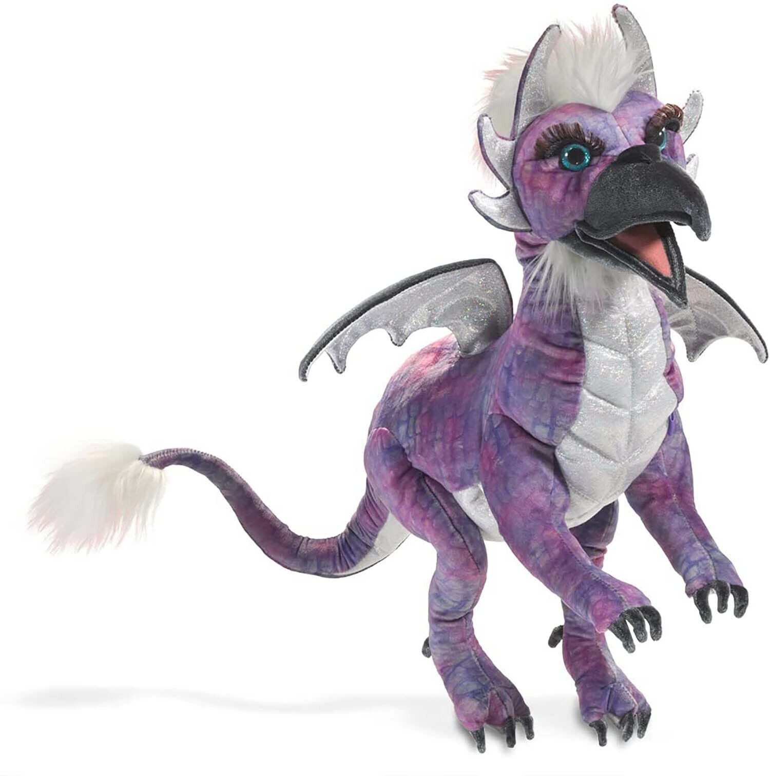 Folkmanis Beaked Dragon Hand Puppet, Purple, 28"