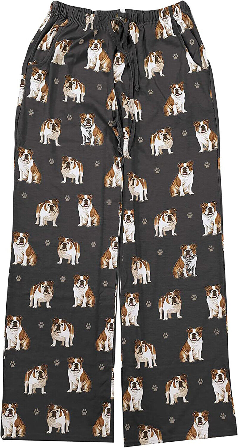 Bulldog Unisex Lightweight Cotton Blend Pajama Bottoms- Small