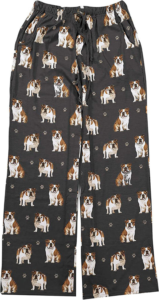 Bulldog Unisex Lightweight Cotton Blend Pajama Bottoms- Small