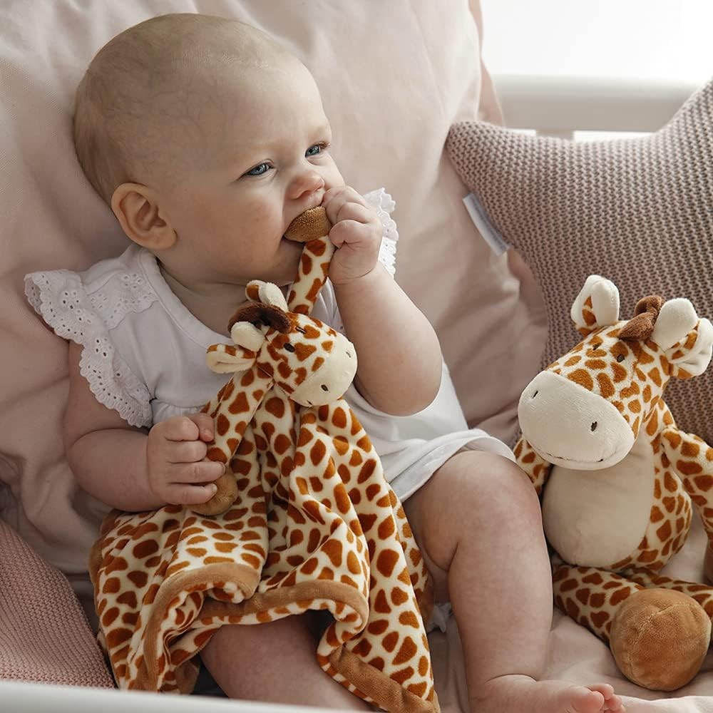 Teddykompaniet Diinglisar Giraffe Plush Fleece Baby Blanket Snuggler, 13"