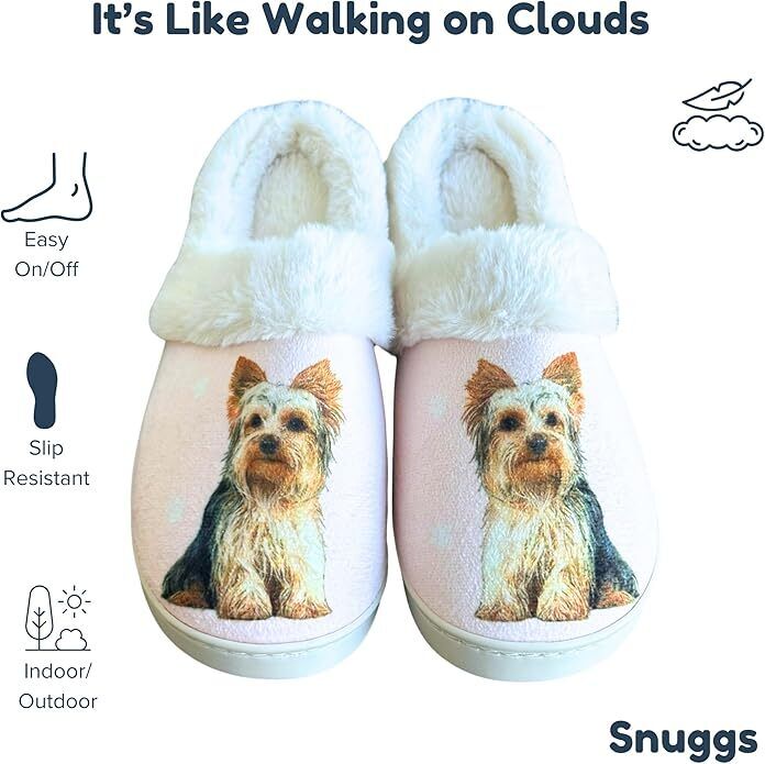E&S Pets Yorkie Snugg Slippers for Pet Lovers -  Memory Foam, S/M