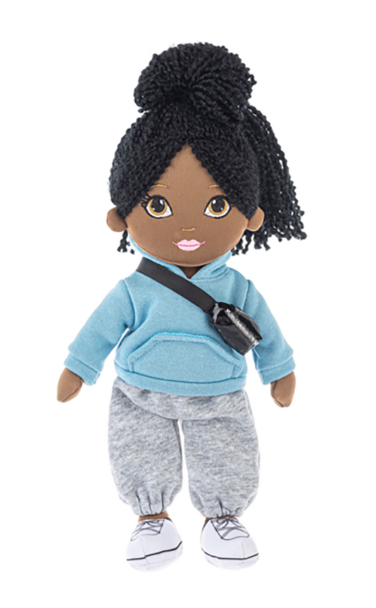Ganz This is Me! Josie Stuffed Toy Ethnic Doll, 12" with Black Hair & Gym Outfit
