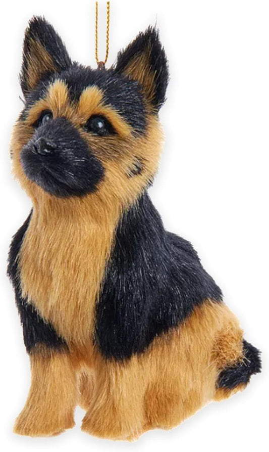 Kurt Adler F2242GS Furry German Shepherd Dog Brown 4" Hanging Christmas Ornament