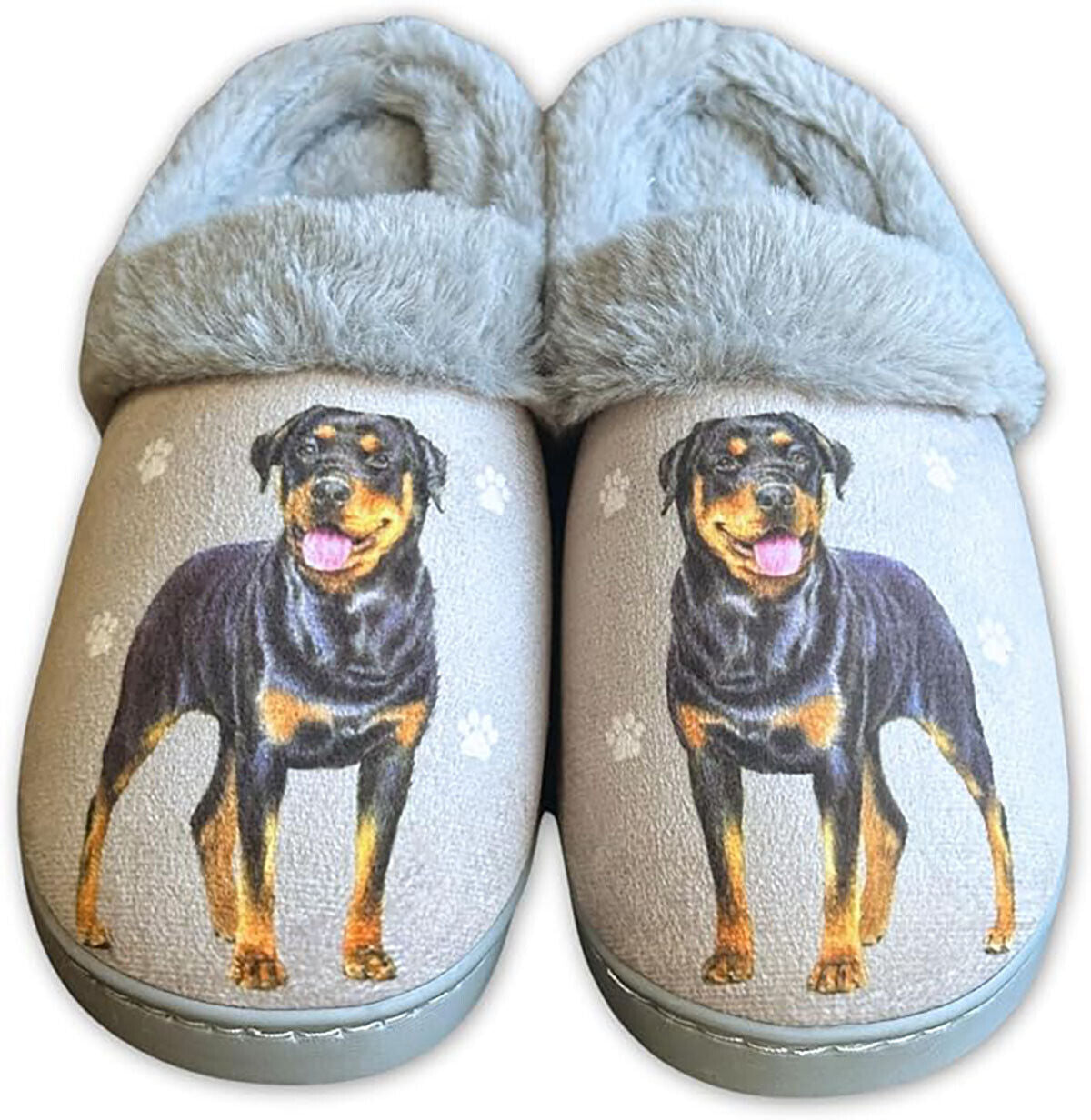 E&S Pets Rottweiler Snugg Slippers for Pet Lovers - Fuzzy Memory Foam, S/M