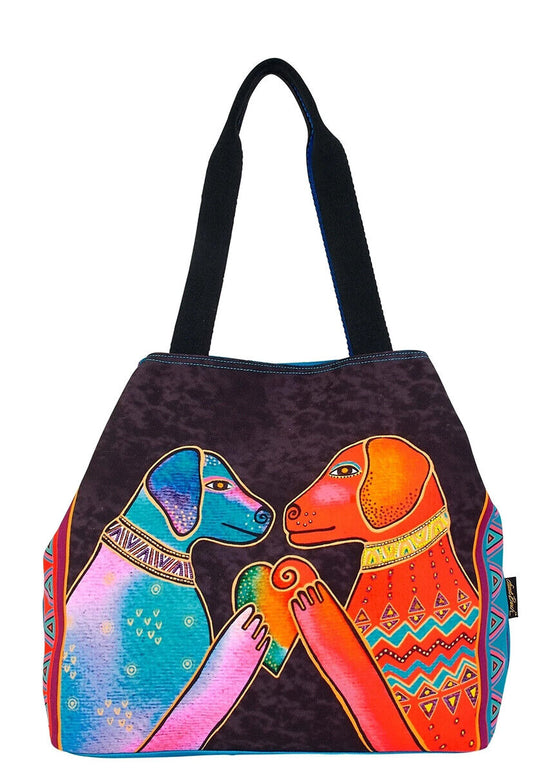 Laurel Burch Heartfelt Dogs Large Gap Tote, 21" x 5.5" x 15"