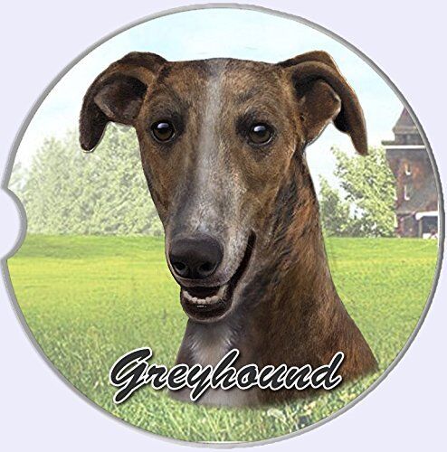 ES Pets Absorbent Stoneware Car Cup Holder Coaster, Greyhound