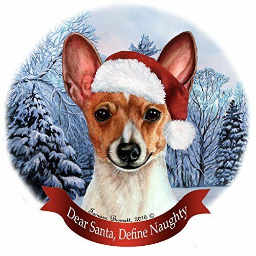 Holiday Pet Gifts Toy Fox Terrier (Red and White) Dog Porcelain Ornament