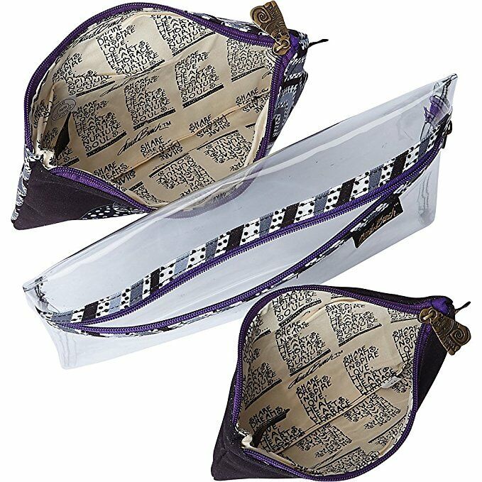 Laurel Burch Polka Dot Gatos Cats- Set of 3 Cosmetic Bags