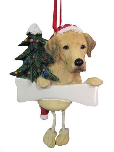 Yellow Labrador Ornament "Dangling Legs" Hand Painted and Easily Personalized