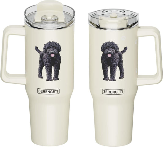 Serengeti 40 Oz Labradoodle Dog Stainless Steel Tumbler w Handle, Straw & Lid