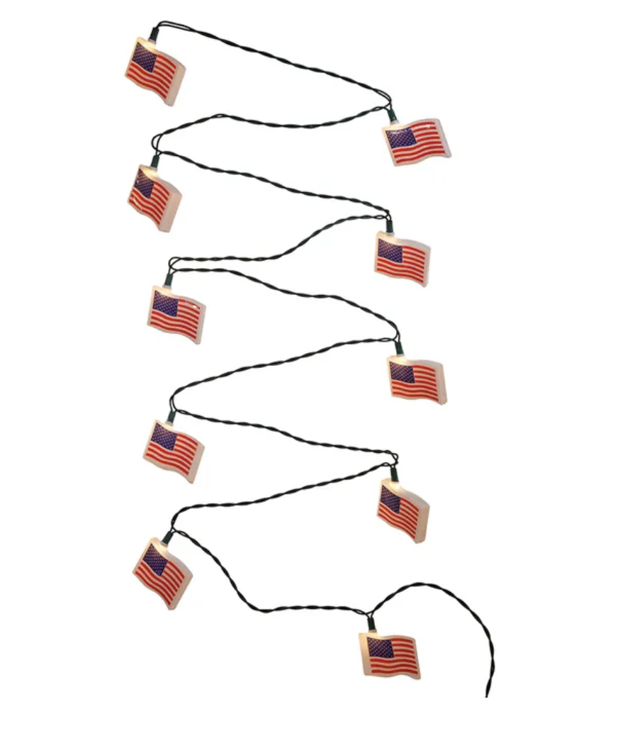 Kurt Adler 10-Light USA United States Flag Light Set