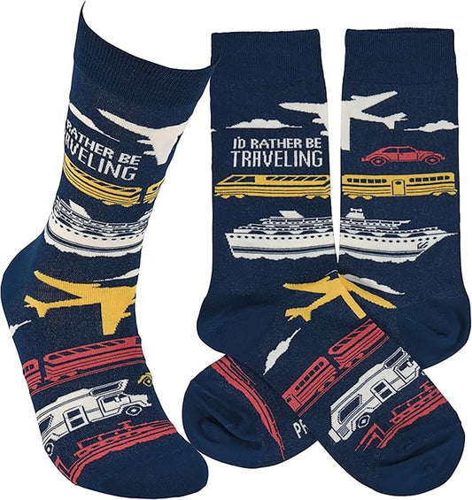 Primitives by Kathy - I'd Rather Be Traveling Unisex Socks, One Size