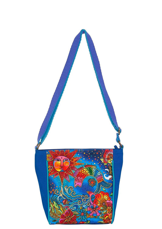 Laurel Burch Celestial Magic Sun Moon Small Crossbody Bag, 9.5” x 3.5” x 8.5”