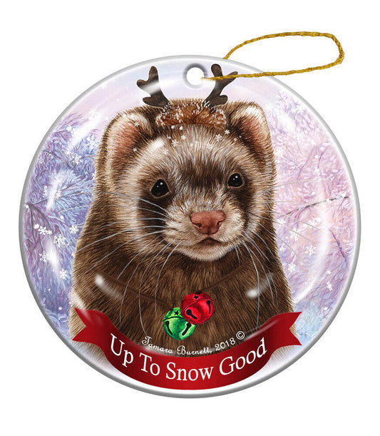 Holiday Pet Gifts Ferret Chocolate Sable Porcelain Christmas Ornament