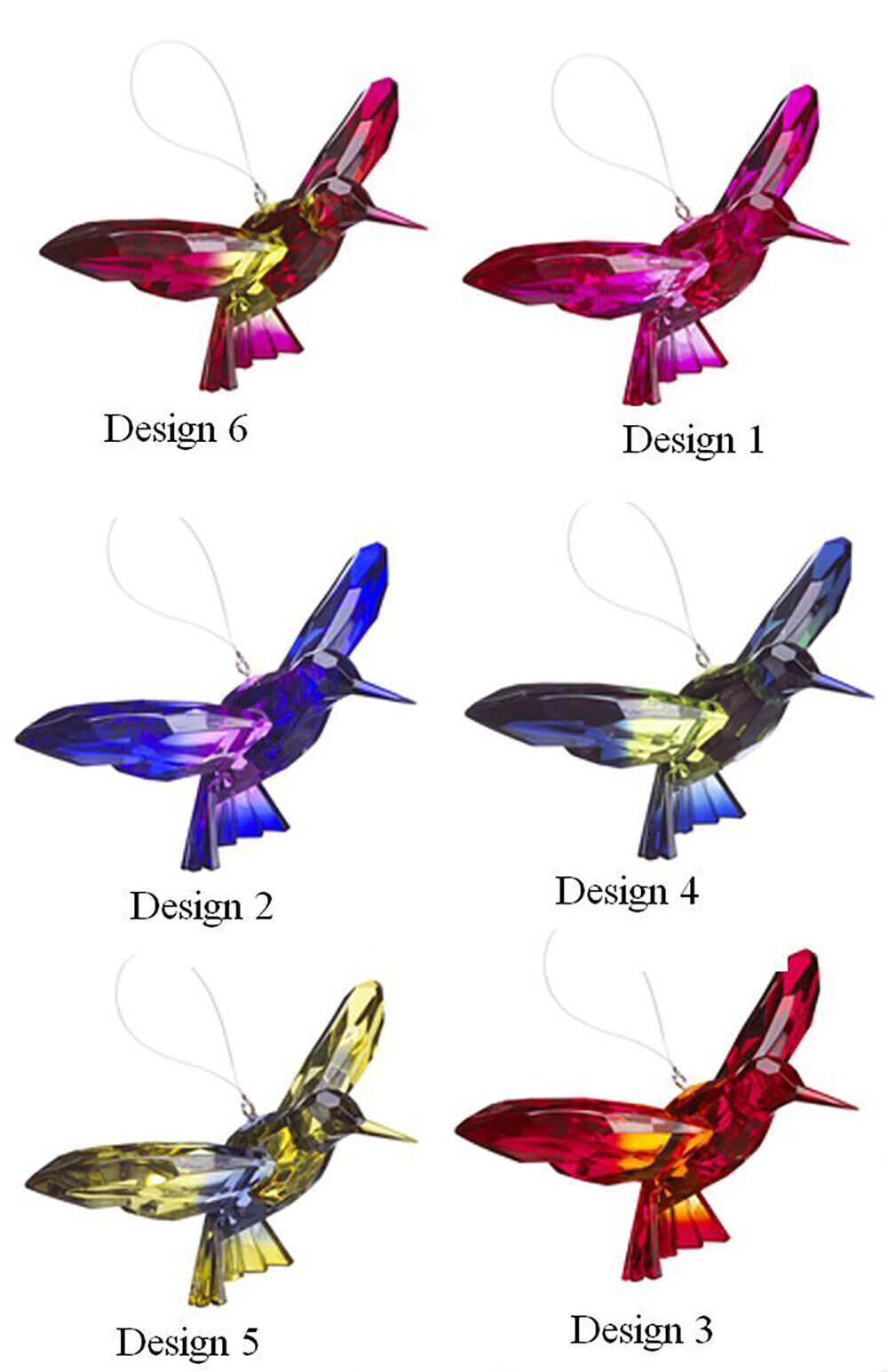 Colorful 7 Inch Two-Toned Hummingbird Ornament/Sun-catcher (Dark Blue/Purple)