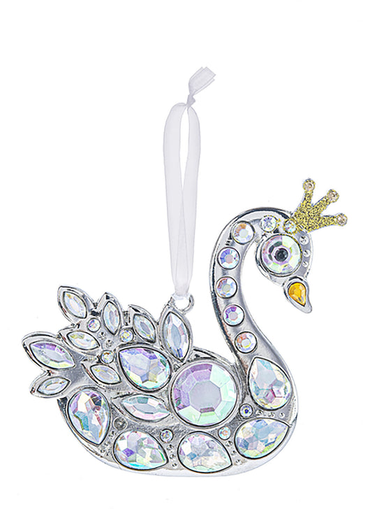 Ganz Swan Acrylic Aurora Borealis Clear Crystal Ornament/Suncatcher, 3.5"
