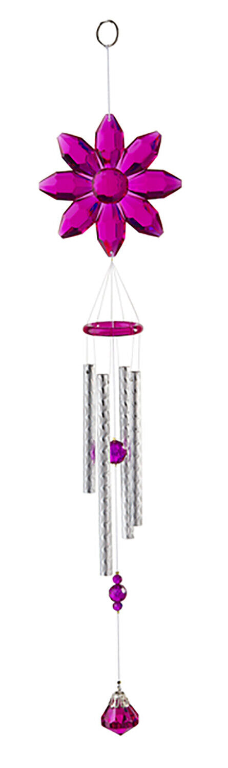 Ganz Crystal Expressions Acrylic Hanging Daisy Windchimes, Dark Pink