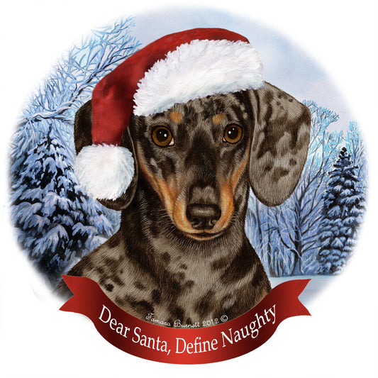 Holiday Pet Gifts Dachshund Dapple Chocolate and Tan Dog Porcelain Ornament