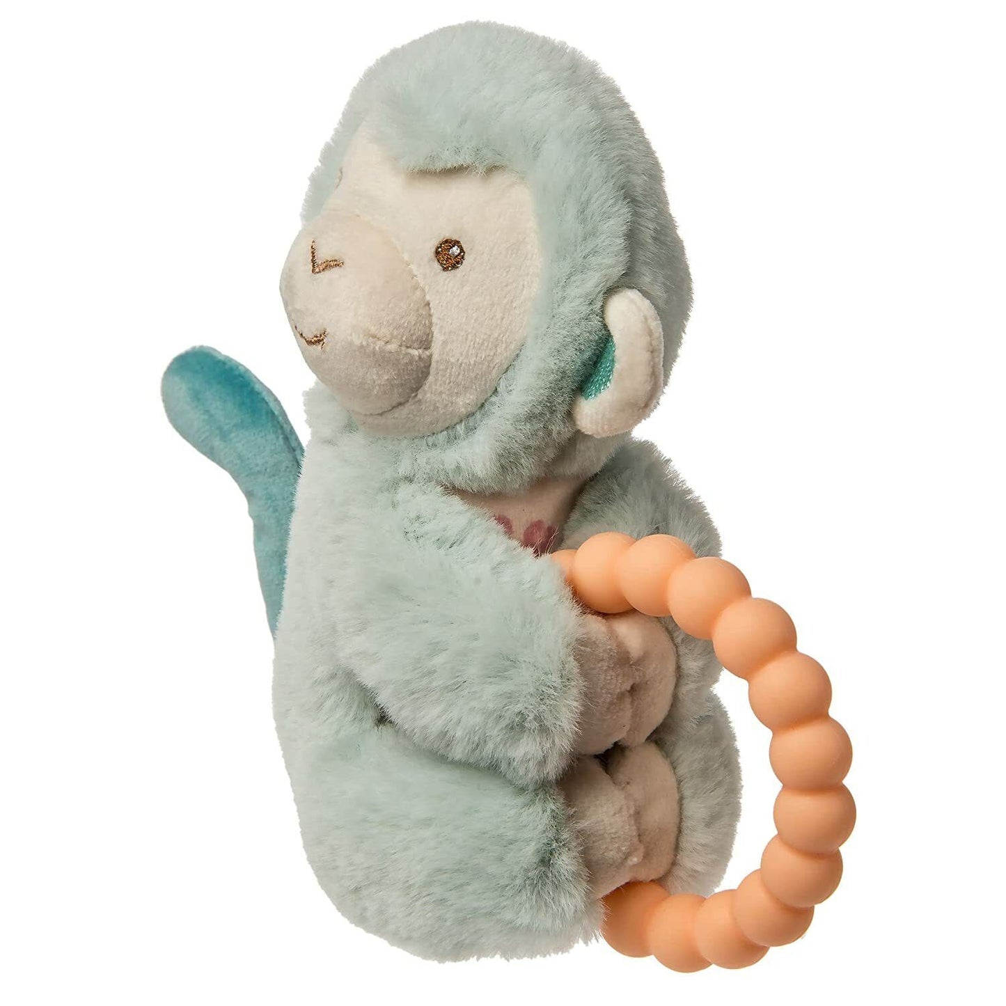 Mary Meyer Soft Baby Rattle with Teether Ring, 6", Little But Fierce Monkey