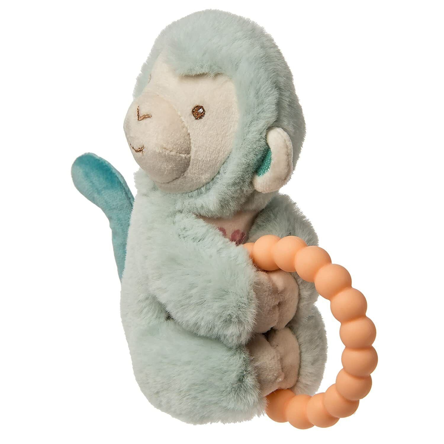 Mary Meyer Soft Baby Rattle with Teether Ring, 6", Little But Fierce Monkey