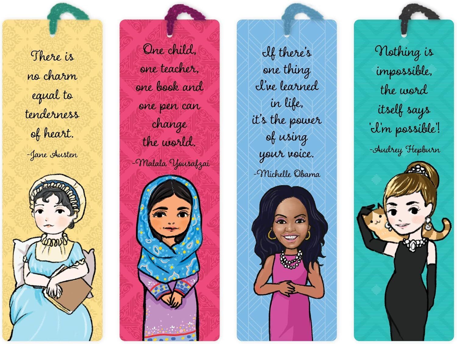 Re-marks GirlMarks Inspiring Women Tassel Bookmarks, Pack of 4