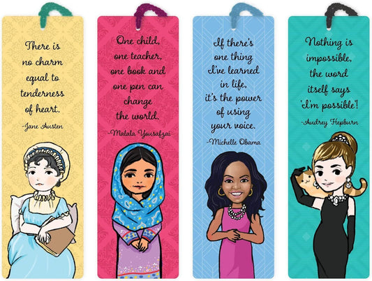 Re-marks GirlMarks Inspiring Women Tassel Bookmarks, Pack of 4