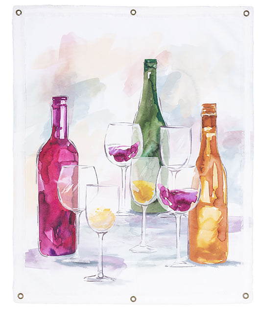 Ganz Canvas Colored Wall Hanging - Wine Art in Color, 24" W. x 30" H.