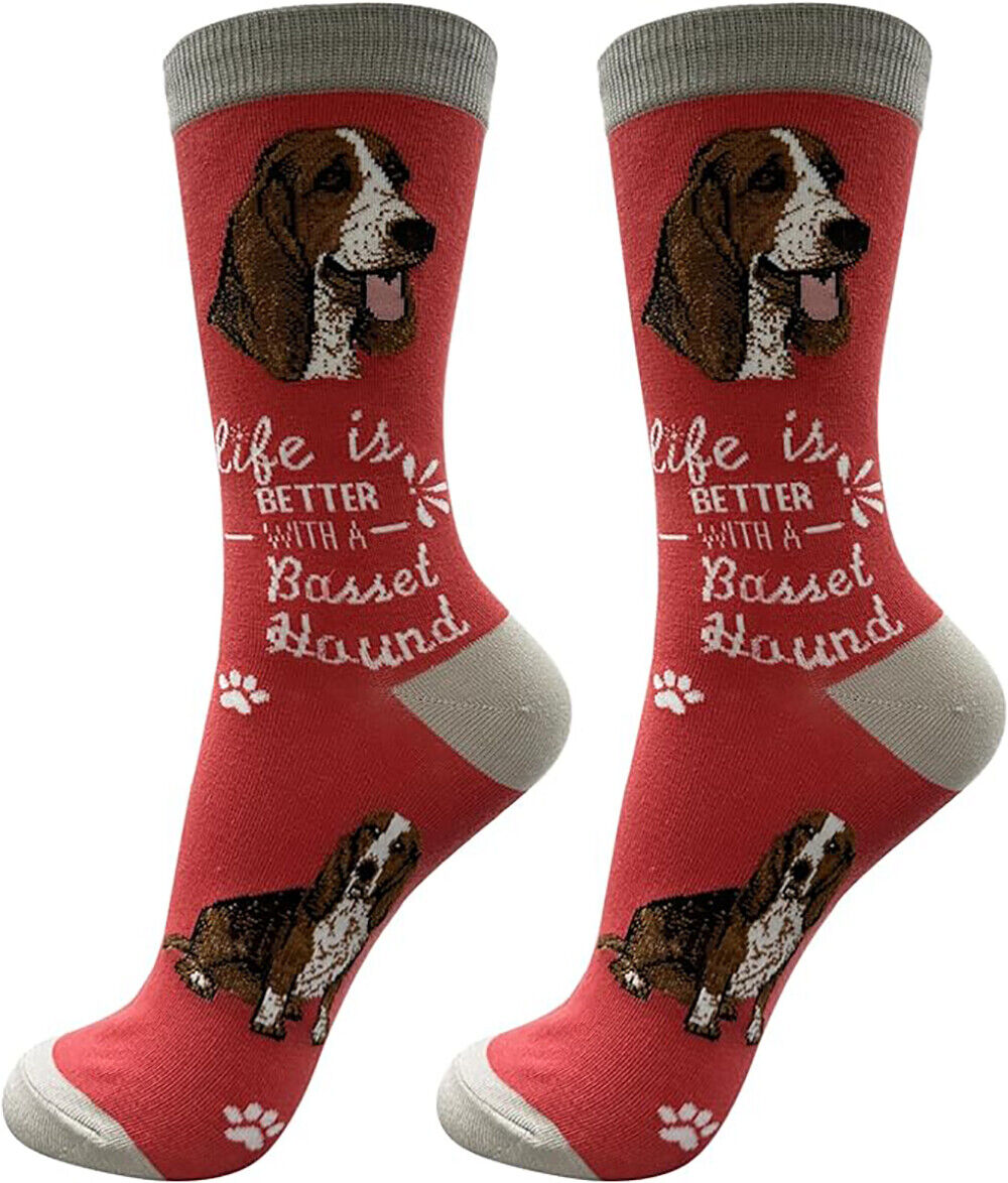 E&S Pets Pet Lover Socks, Life is Better with a Basset Hound