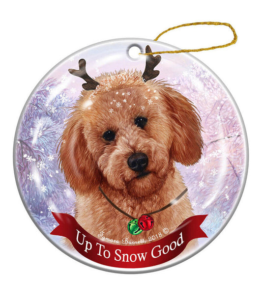 Holiday Pet Gifts Labradoodle Red Dog Porcelain Christmas Ornament