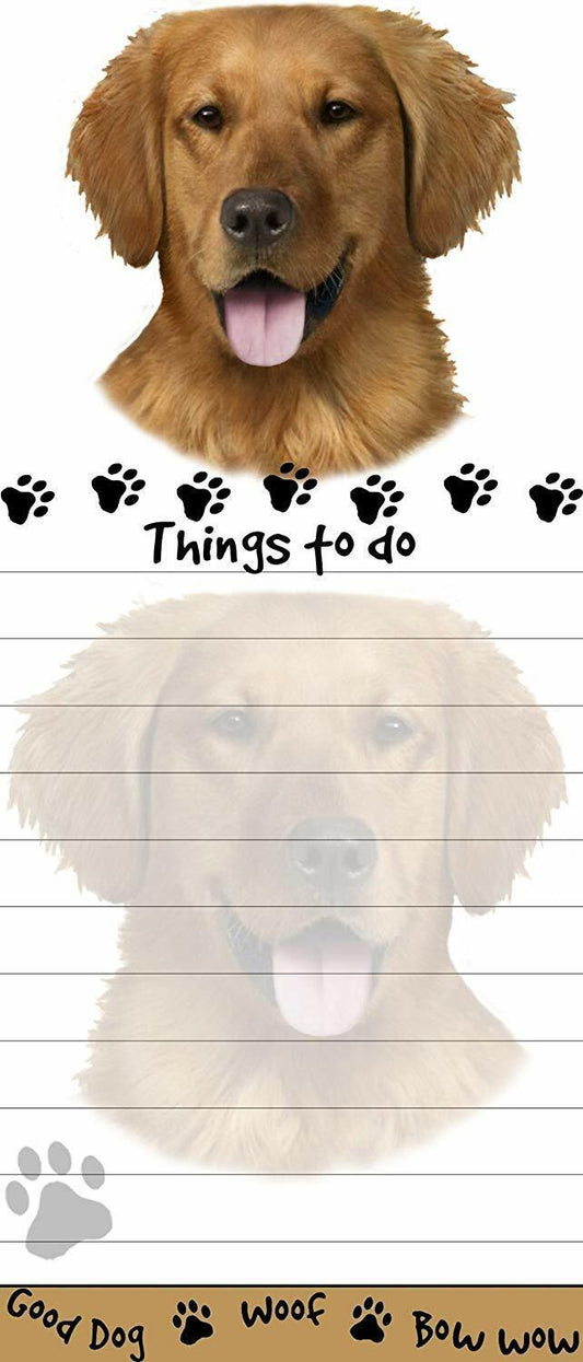 "Golden Retriever Magnetic List Pads" Uniquely Shaped Sticky Notepad