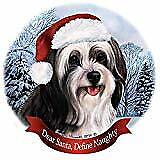Holiday Pet Gifts Tibetan Terrier Black/White Santa Hat Dog Porcelain Ornament