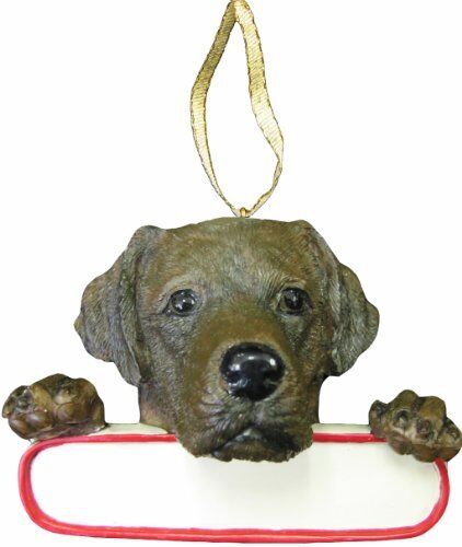 Chocolate Labrador Ornament "Santa's Pals" With Personalizable Name Plate