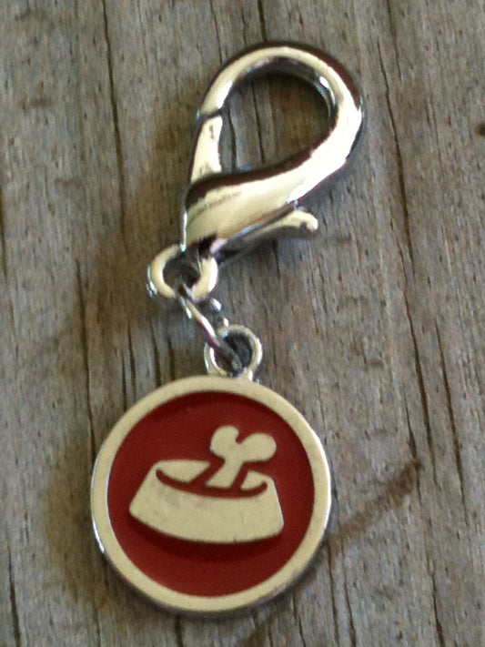 Top Quality Red Circle Dog Food Dish Enameled Dog Collar Charm / Zipper pull