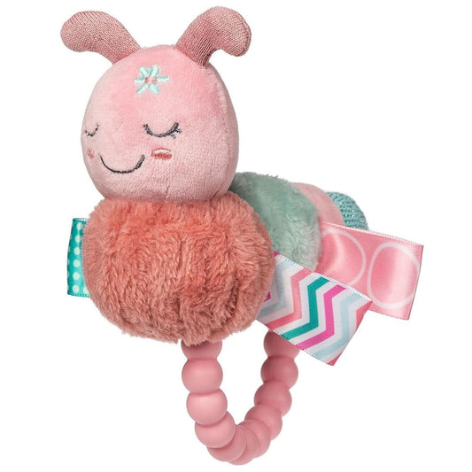 Taggies Soft Baby Rattle with Teether Ring Sensory Tags, 6", Camilla Caterpillar