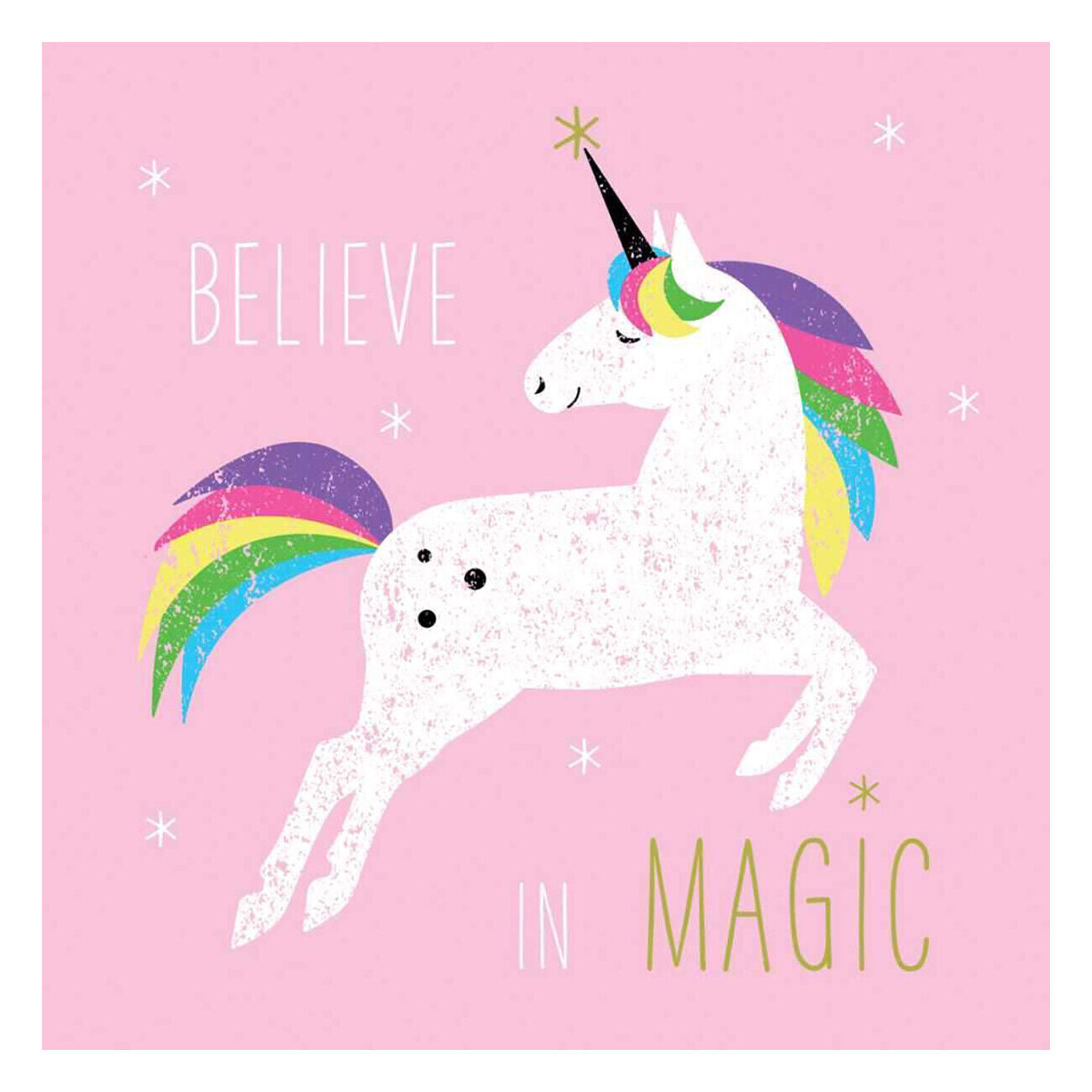 PaperProducts Design, Napkin Beverage Pink Unicorn Believe in Magic, 20 Count
