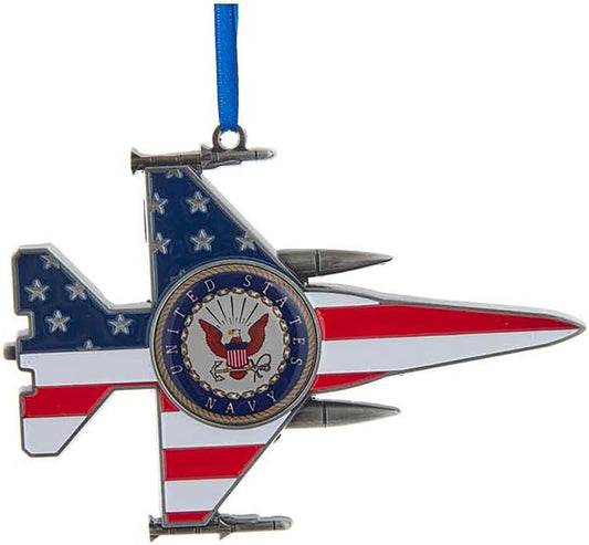 Kurt Adler U.S. Navy™ Metal With Enamel Jet Ornament