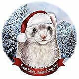 Holiday Pet Gifts Silver Ferret Santa Hat Porcelain Ornament