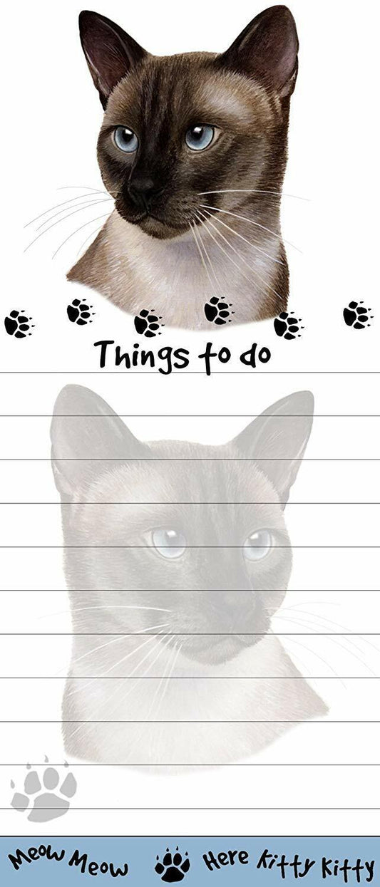 "Siamese Cat Magnetic List Pads" Uniquely Shaped Sticky Notepad