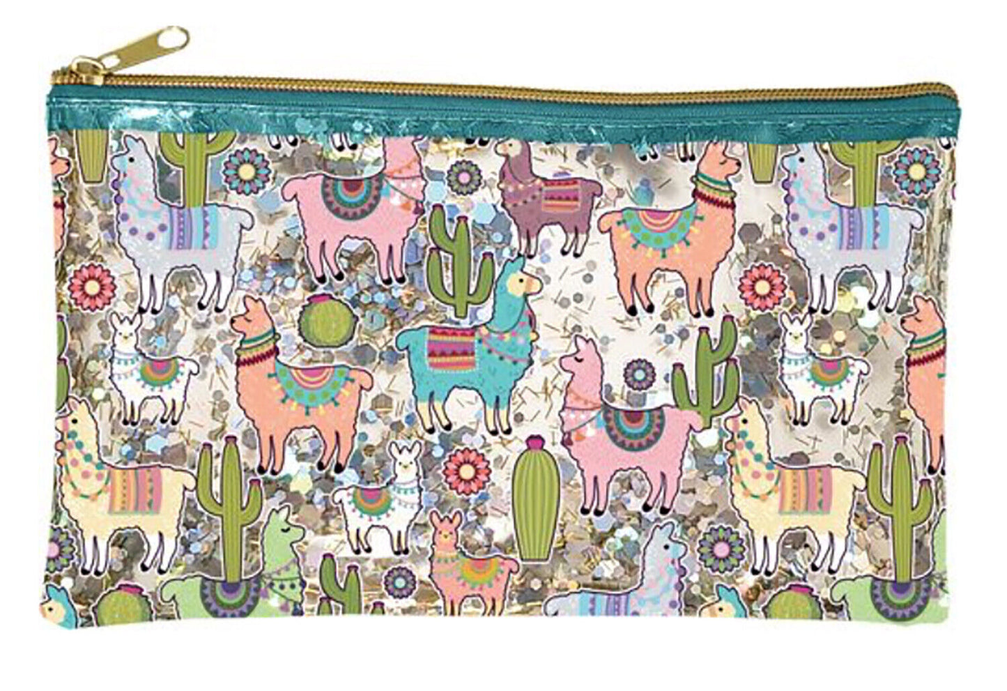 Spoontiques Llama Glitter Cosmetic Bag