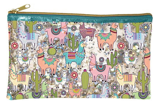 Spoontiques Llama Glitter Cosmetic Bag