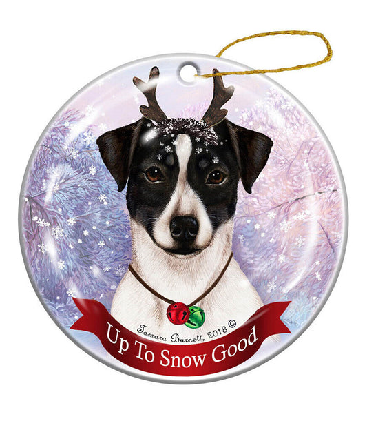 Holiday Pet Gifts Rat Terrier Black/White Uncropped Dog Porcelain Christmas