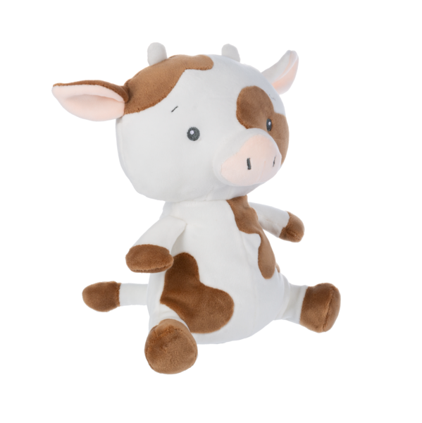 Baby Ganz Cuddle-Me Brown & White Cow with Rattle Plush Stuffed Animal Toy, 9"