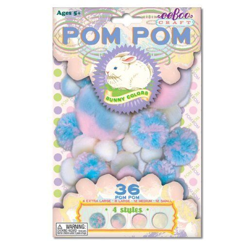 Bunny Colors Blue and Pink Pom Pom Craft Kit by eeBoo