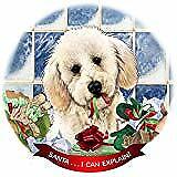 Labradoodle White Dog Porcelain Ornament Pet Gift 'Santa. I Can Explain!'