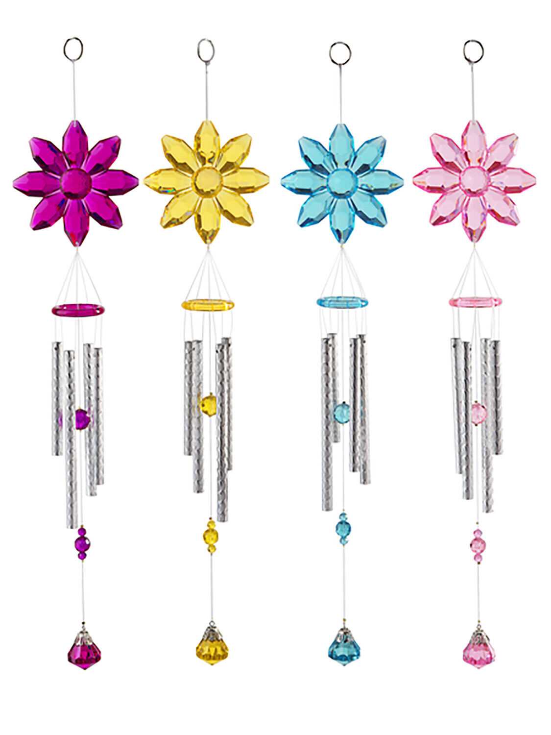 Ganz Crystal Expressions Acrylic Hanging Daisy Windchimes, Dark Pink