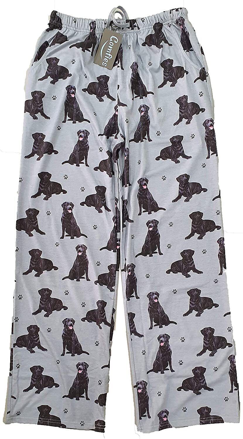 Black Labrador Retriever Unisex Lightweight Cotton Blend Pajama Bottoms- X-Large