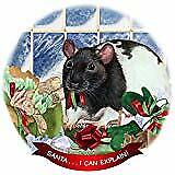 Rat Black Hooded Porcelain Ornament Pet Gift 'Santa. I Can Explain!'