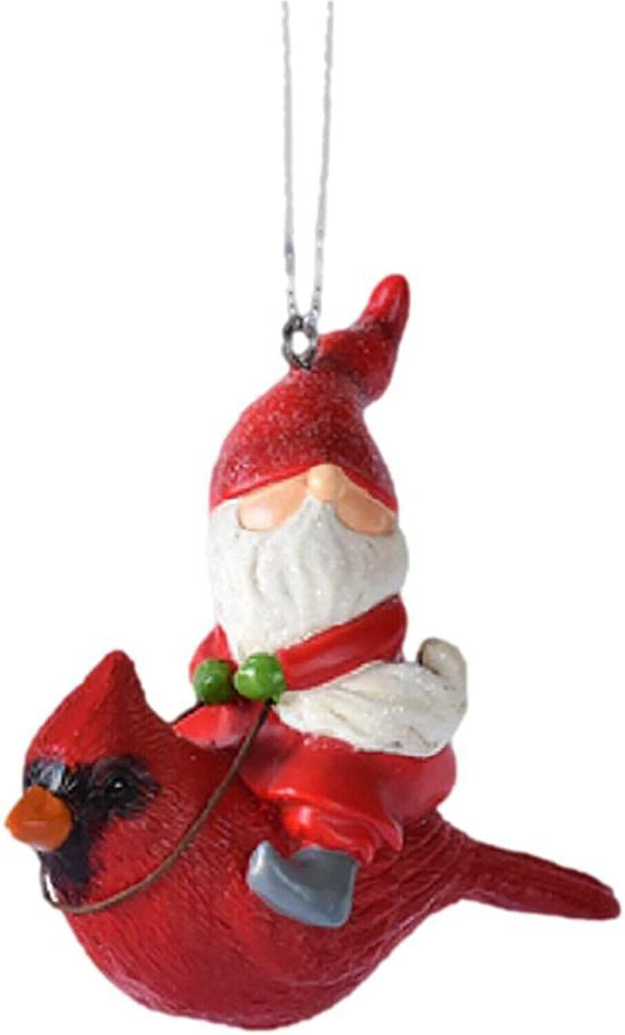 Ganz S'mores Gnome on Cardinal Hanging Ornament, Polyresin, 3 Inches Height